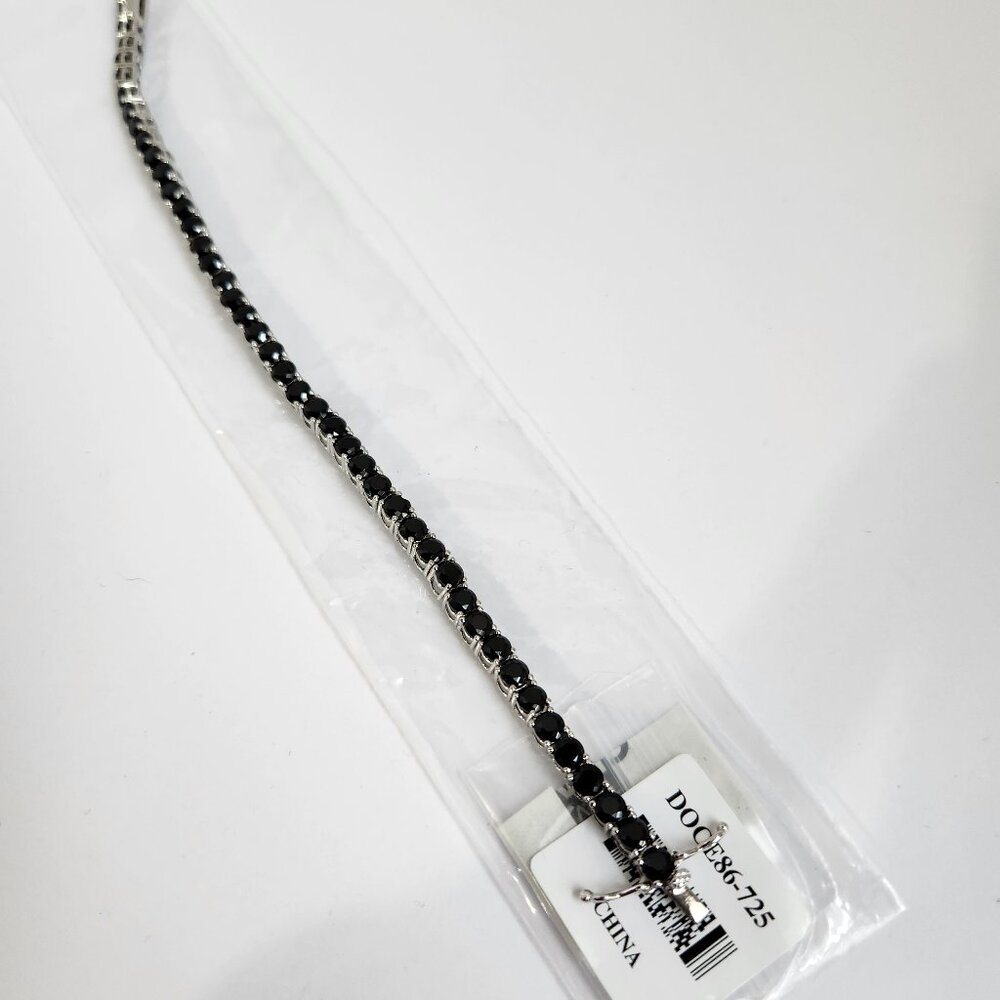 VTG NIB 925 Black Spinel Eternity / Tennis Bracelet 12.00ctw. 7.25 in length - Picture 9 of 10